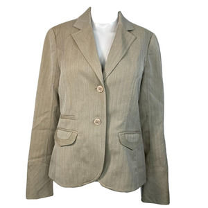 Atelier‎ Blazer Jacket Womens Sz 4 Taupe Beige Single Breasted 2 Button Notch